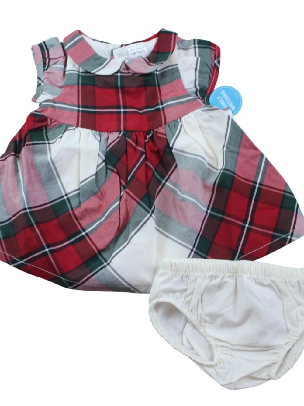 Carter's Christmas Dress Set Baby Girls Size NB Newborn Plaid Holiday Red NWT